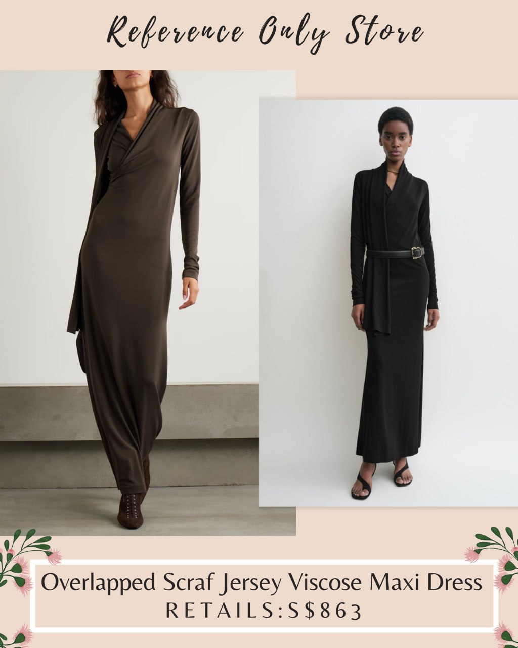 Tot Overlapped scarf jersey viscose maxi dress