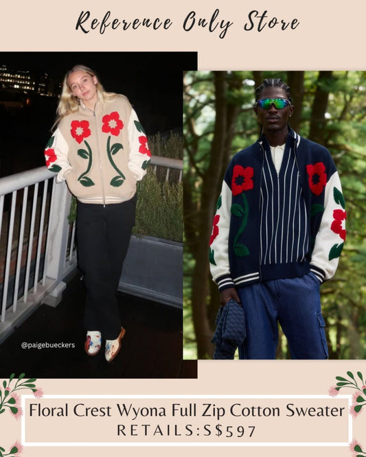 KTH Men's Floral crest wyona full zip cotton sweater