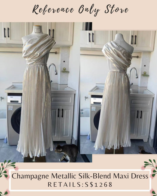 SP Champagne Metallic silk blend maxi dress