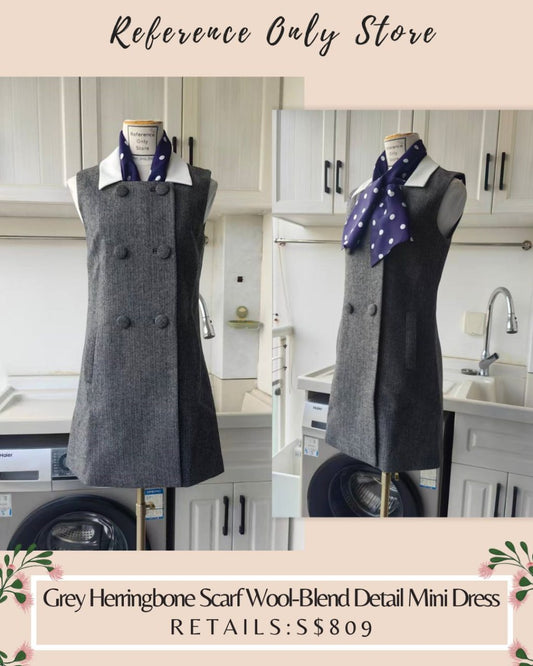 SP Grey Herringbone scarf wool blend mini dress