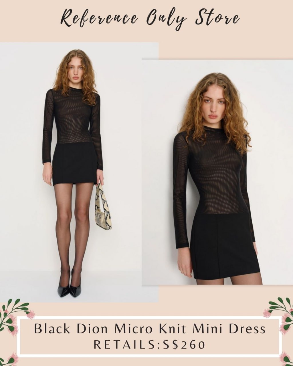 Ref Black Dion Micro Knit mini  dress