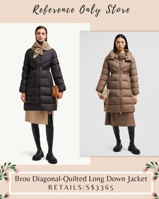 MC Brou Diagonal Quilted Long Down Jacket