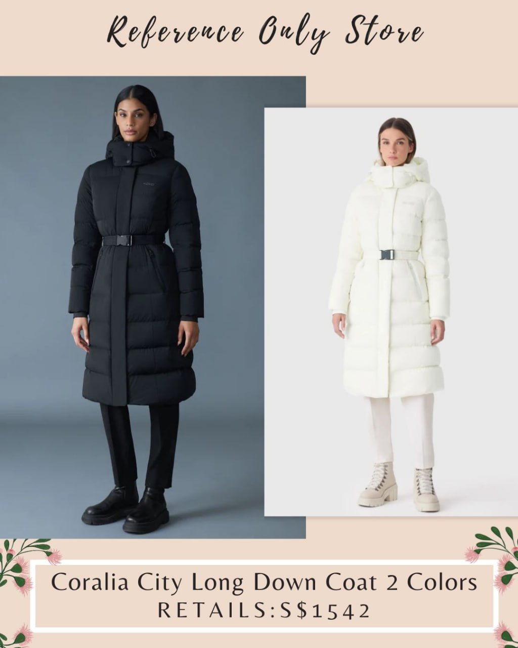 MK Coralia city long down coat in 2 colors