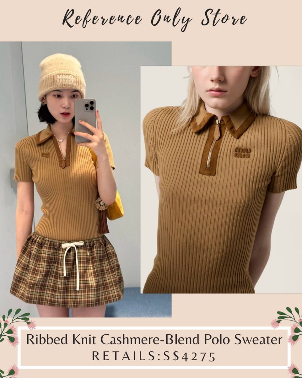 MM Ribbed knit cashmere blend polo sweater