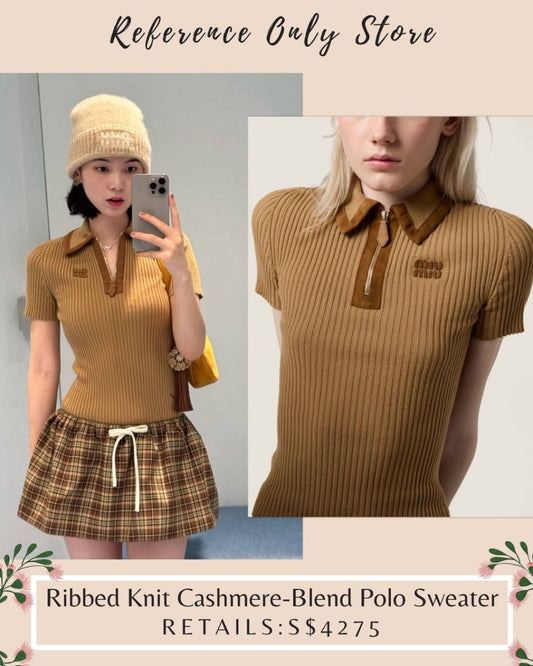 MM Ribbed knit cashmere blend polo sweater