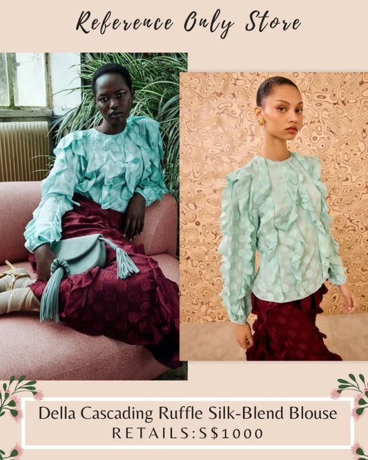 UJ Della Cascading ruffle silk blend blouse top