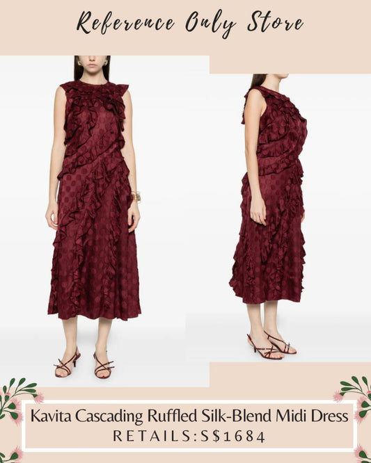 UJ Kavita cascading ruffled silk blend midi dress