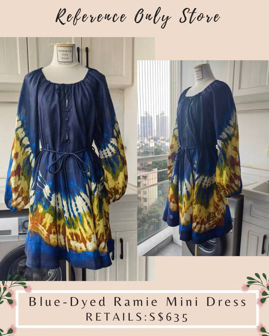 AM Blue dyed ramie blue mini dress