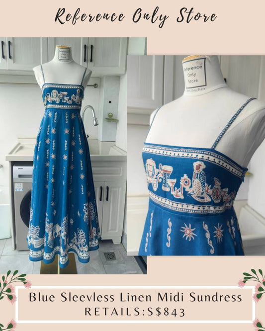 AM Blue sleeveless linen midi sun dress