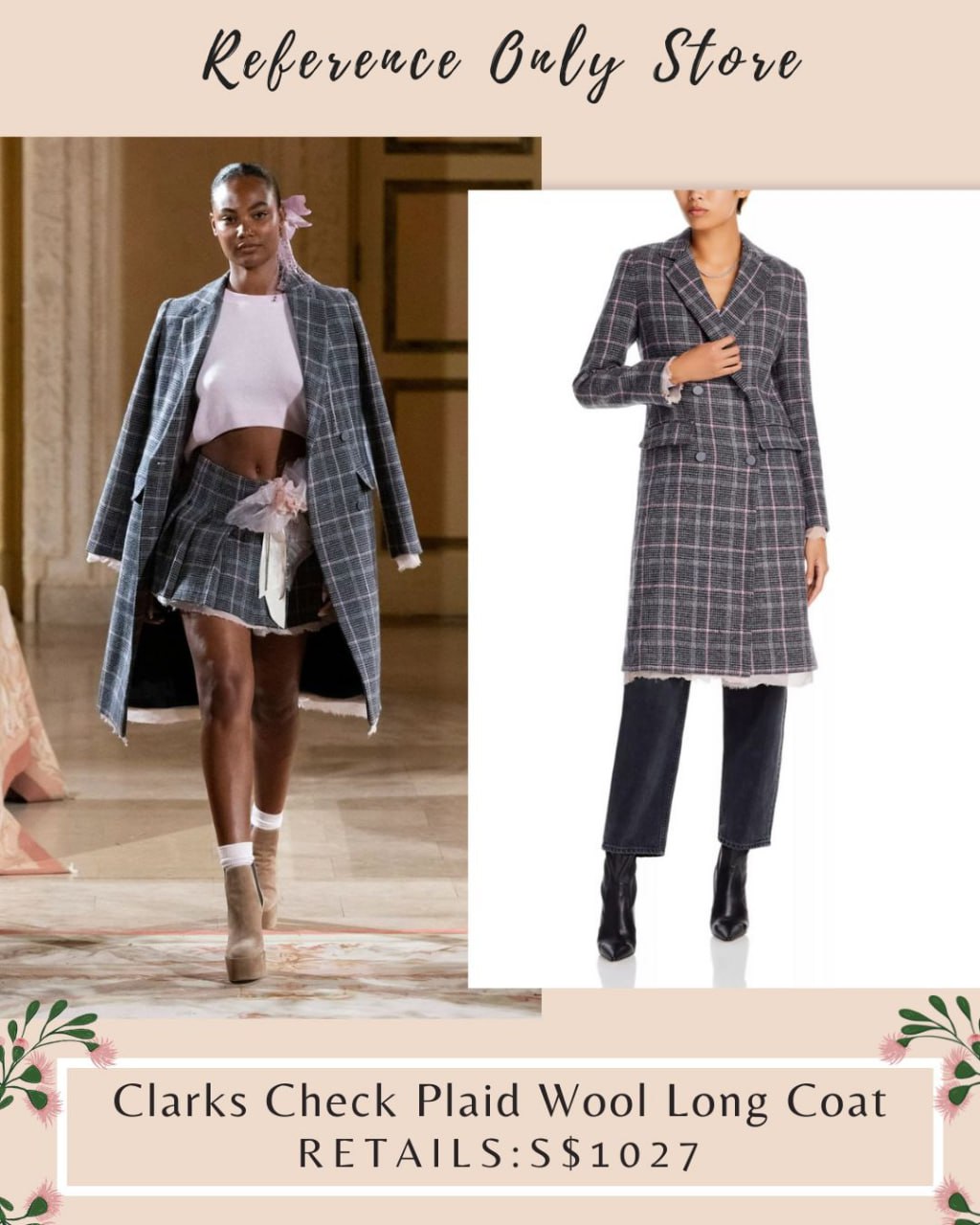 LSF clarks check plaid wool long coat