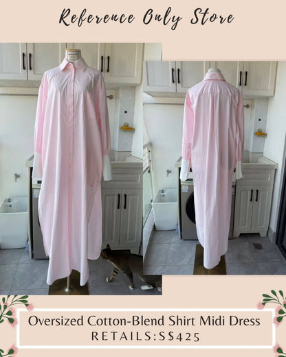 HS Oversized cotton blend shirt midi dress