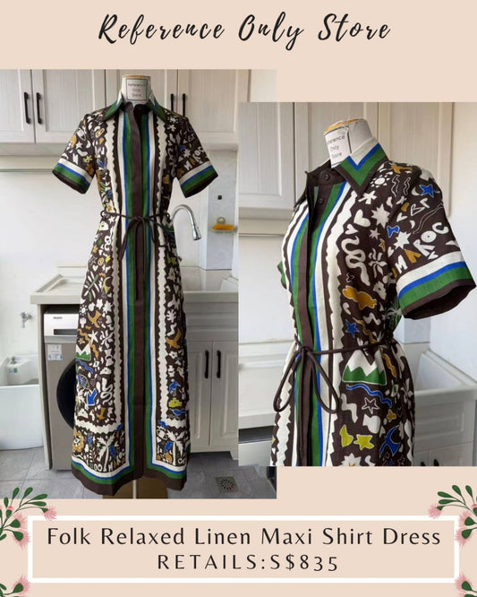 AM Folk Relaxed linen midi dress