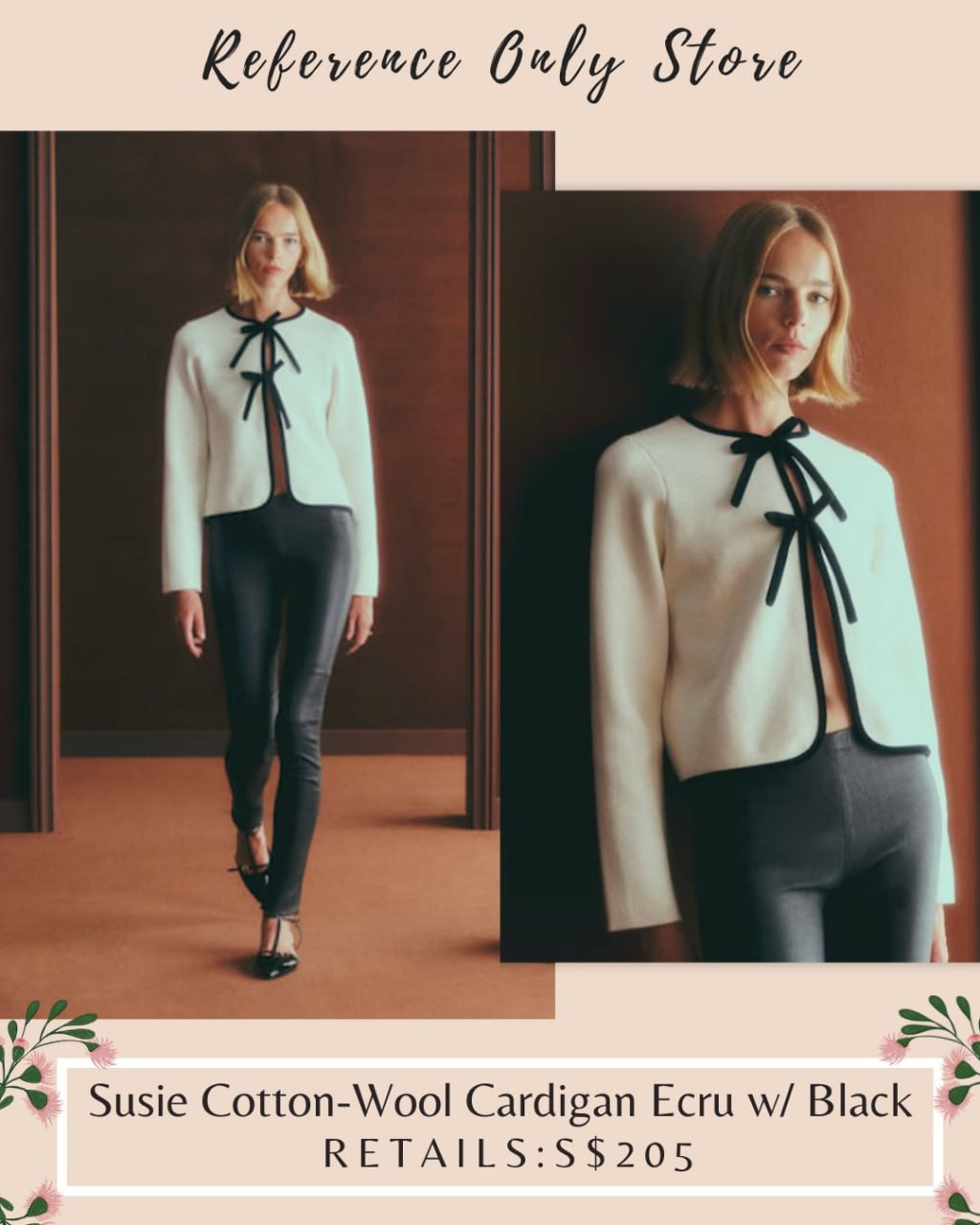 SZ Susie cotton wool cardigan ecru w/ black