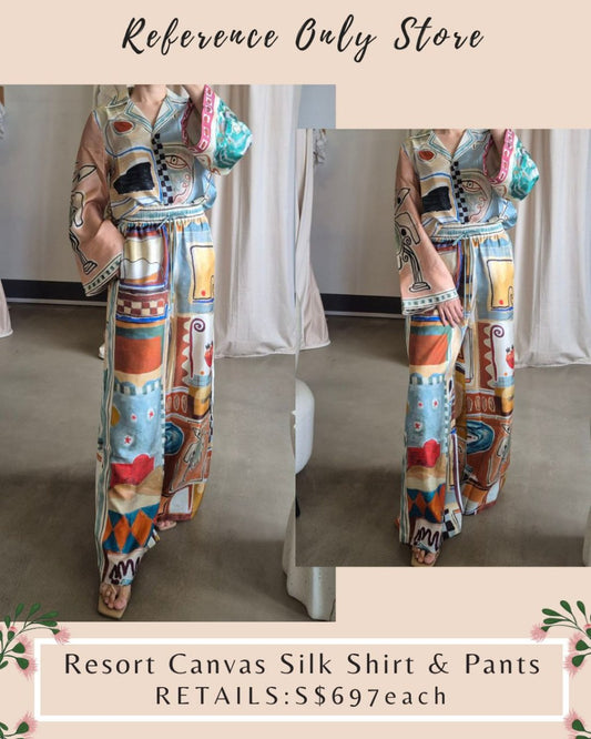 AM Resort canvas silk shirt and pants