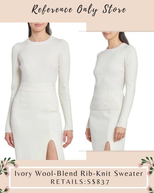 VB Ivory wool blend rib knit sweater