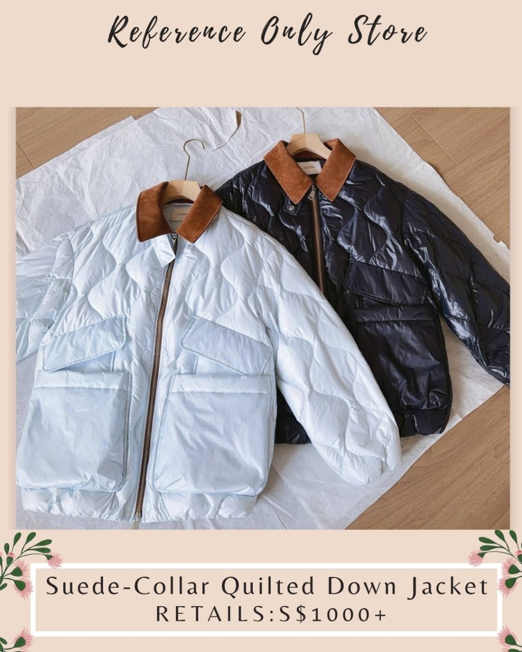 DS Suede collar quilted down jacket