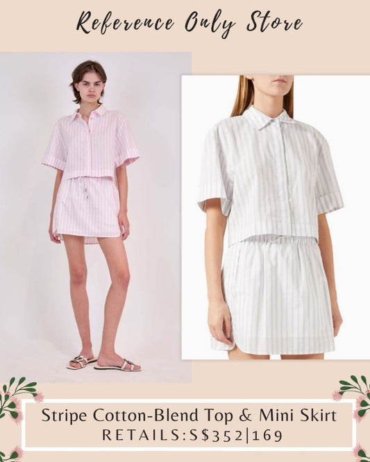 sk stripe cotton blend top and mini skirt