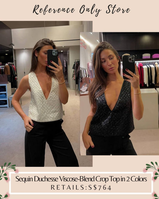 DS Sequin duchesse viscose blend crop top in 2 colors