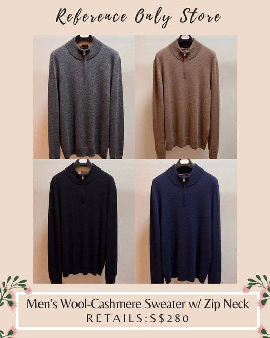 BSS Men's wool cashmere quarter zip sweater