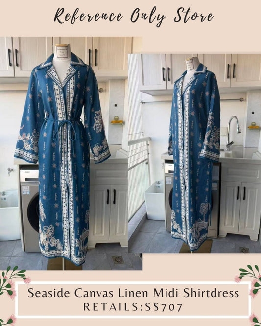 AM Seaside canvas linen midi shirt dress