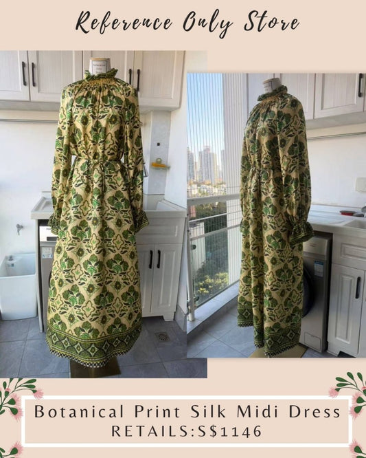 AM Botanical print silk midi dress