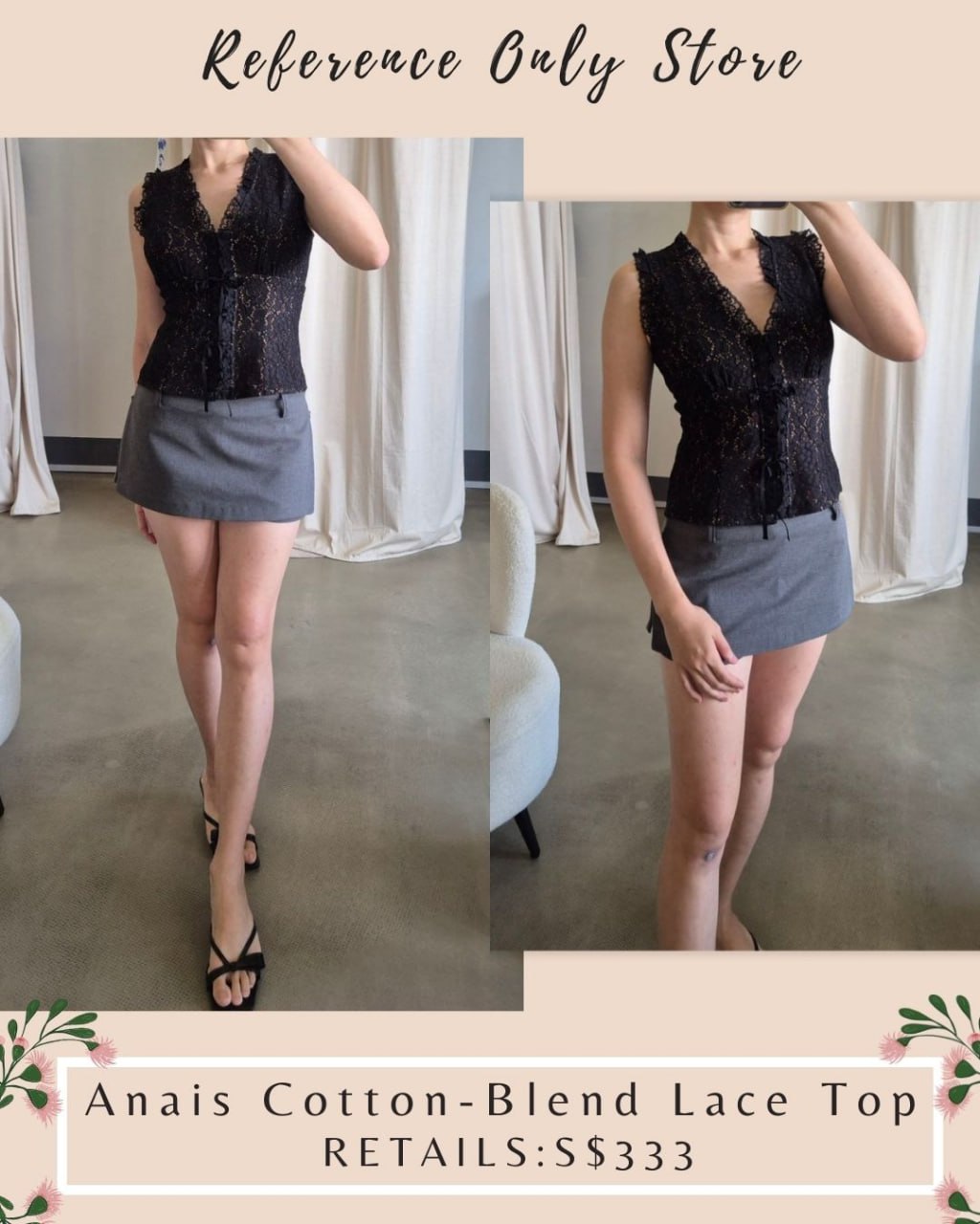 PG Anais cotton blend lace top