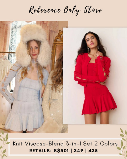 LSF Knit viscose blend set cardigan skirt camisole in 2 colors