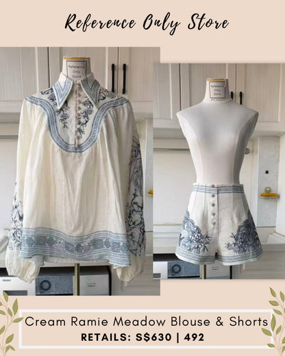 AM cream ramie meadow blouse & shorts