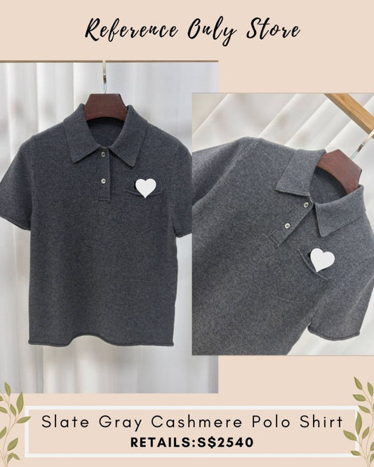 MM Slate grey cashmere polo shirt