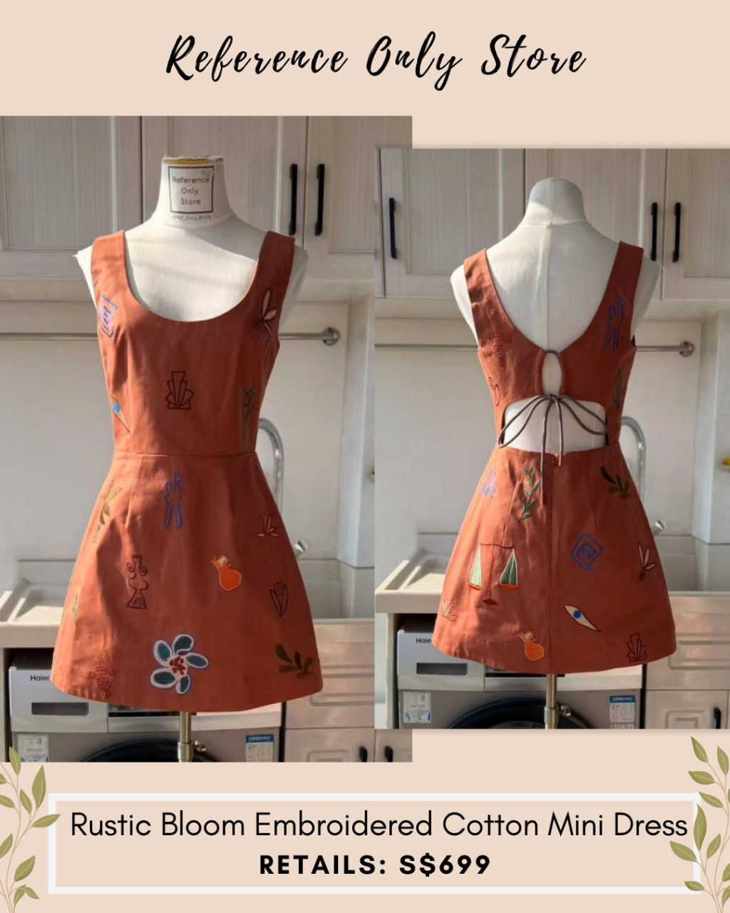 AM Rustic Bloom Embroidered cotton mini dress