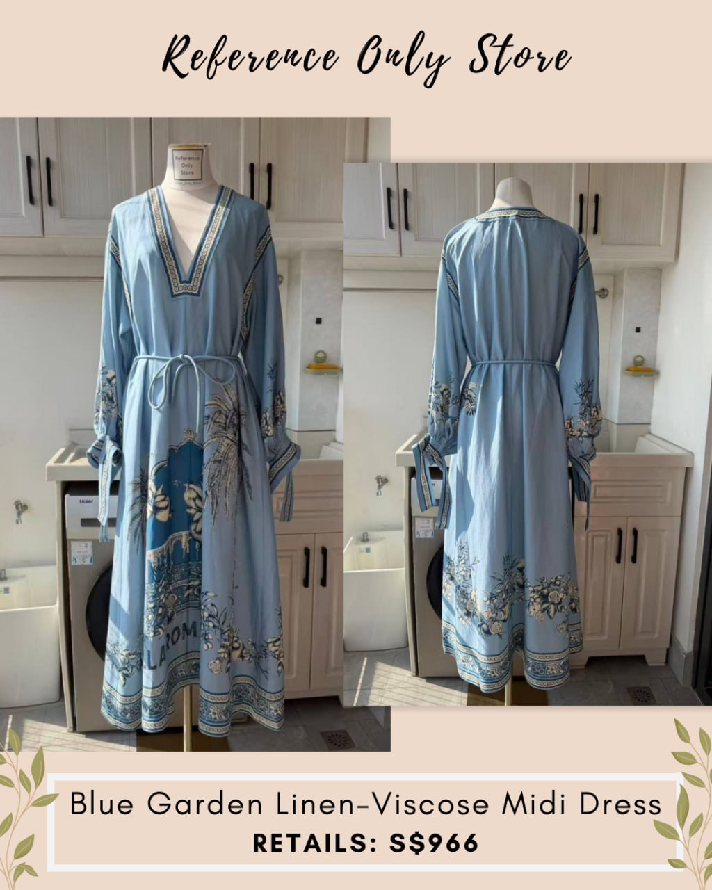 AM Blue garden linen viscose midi dress