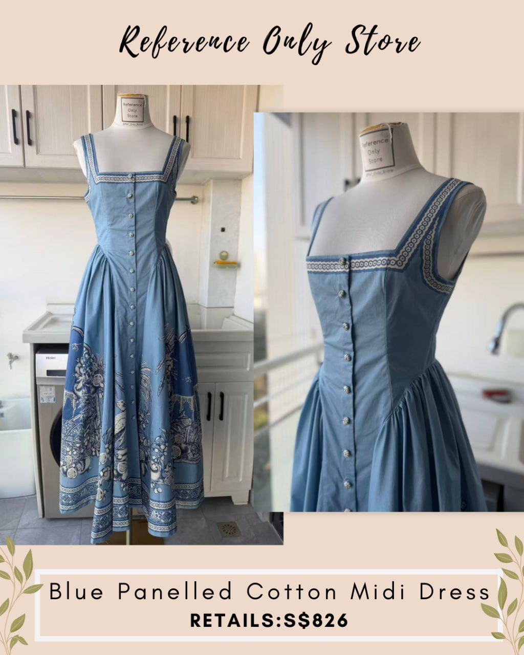 AM Blue panelled cotton midi dress