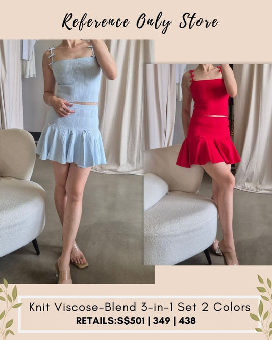 LSF Knit viscose blend set cardigan skirt camisole in 2 colors
