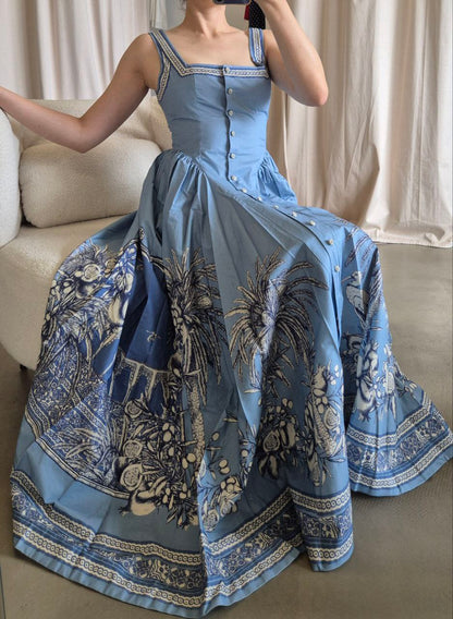 AM Blue panelled cotton midi dress