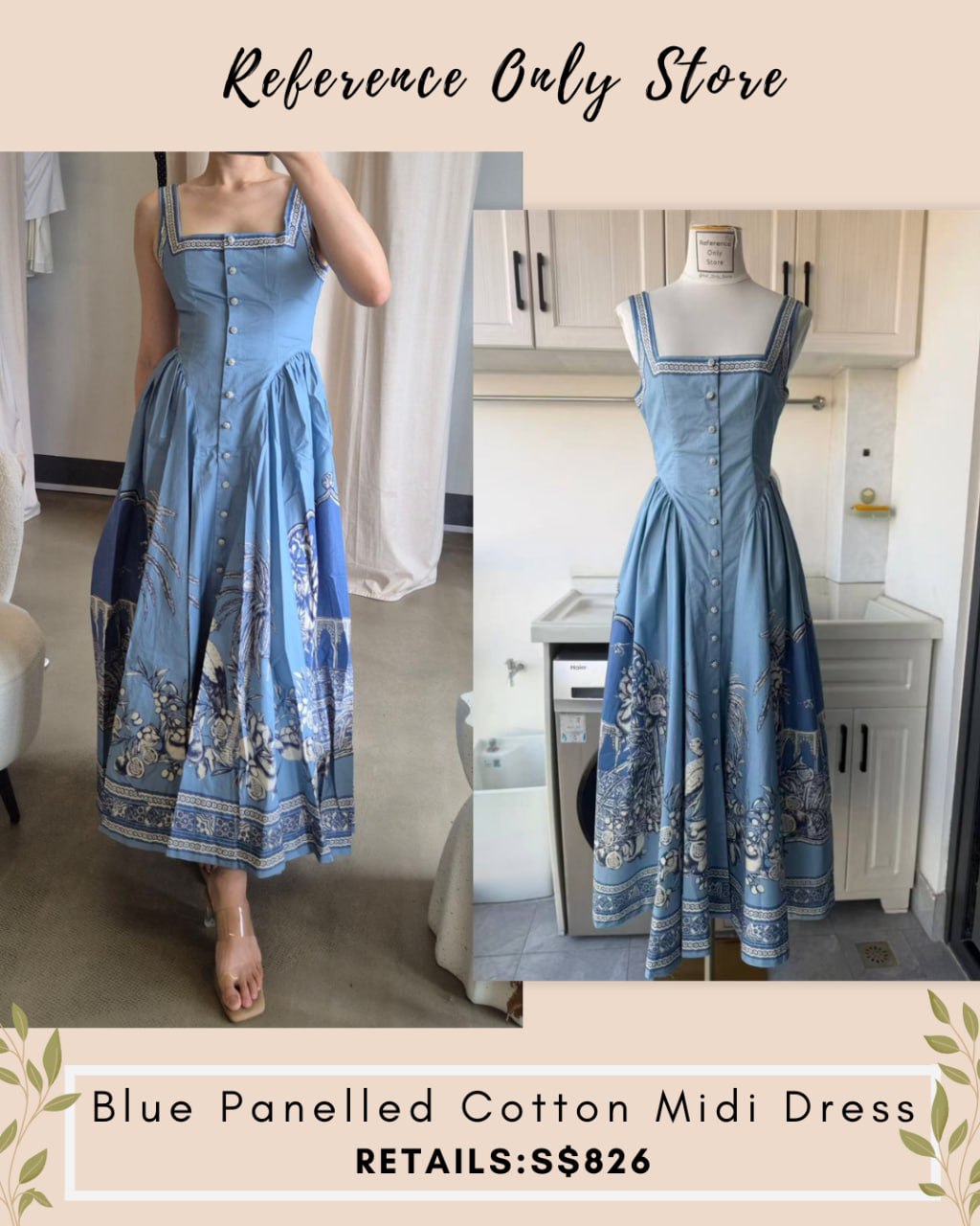 AM Blue panelled cotton midi dress