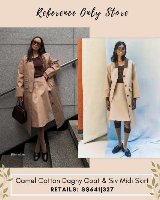 BUP Camel cotton Dagny coat and midi skirt