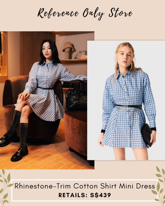 MJ Rhinestone Trim cotton shirt mini dress