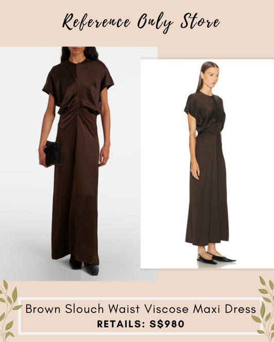 Tot Brown Slouch Waist viscose maxi dress