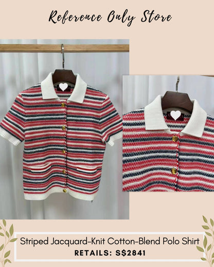 GC Striped Jacquard knit cotton blend polo shirt