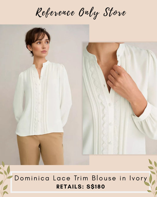HB Dominica lace trim blouse in ivory