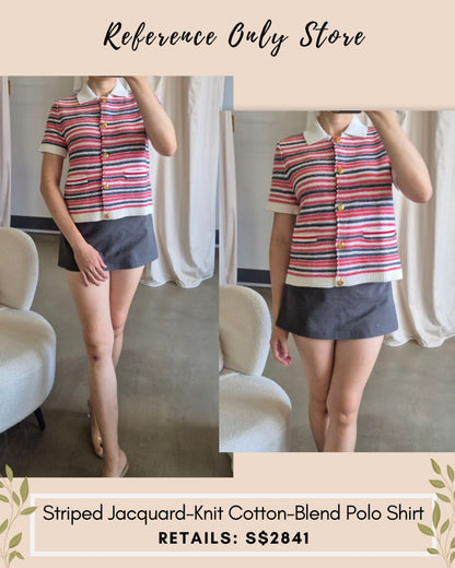 GC Striped Jacquard knit cotton blend polo shirt