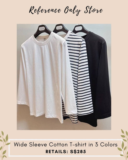 Tot wide sleeve cotton t - shirt in 3 colors