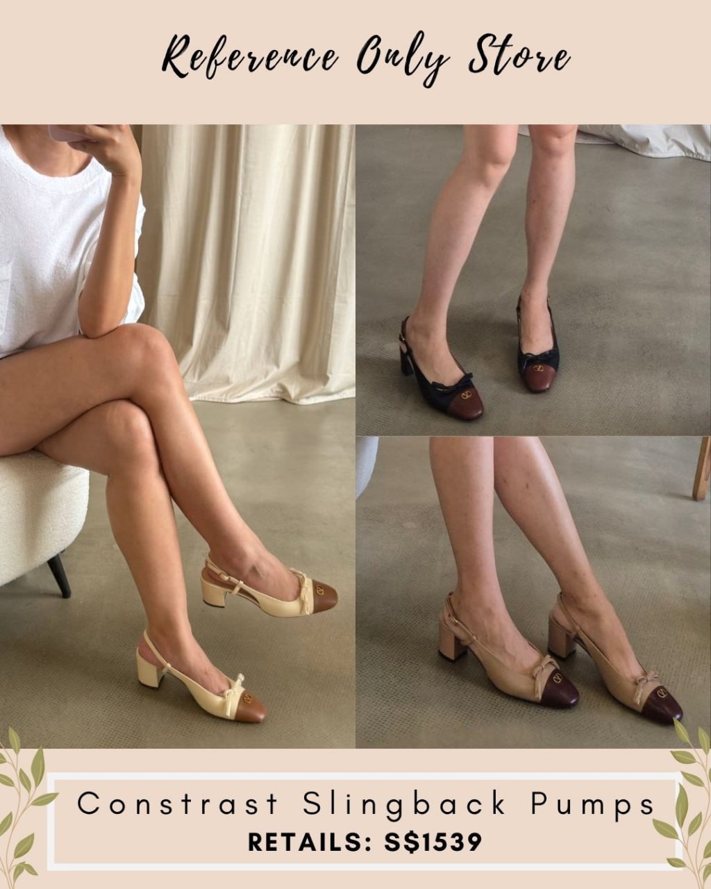 VL Contrast Slingback Pumps 60mm heels
