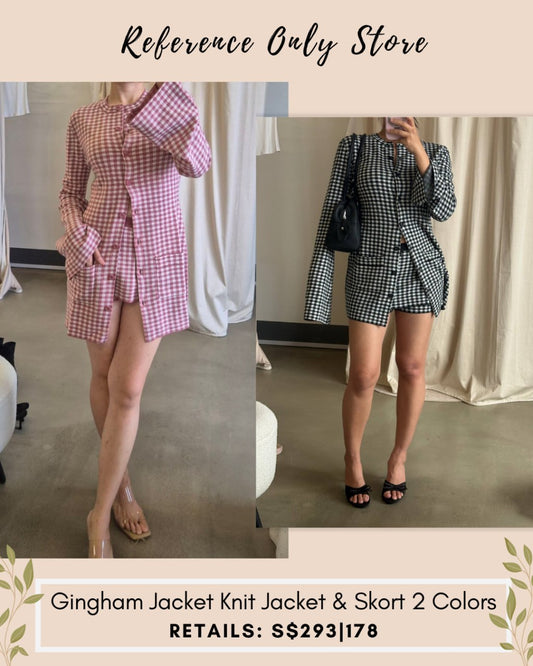FLL Gingham knit jacket and skirts set