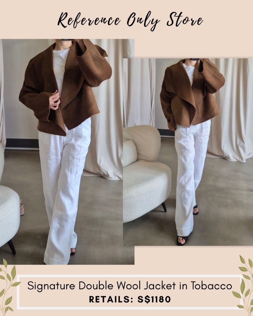 Tot signature double wool coat in tobacco
