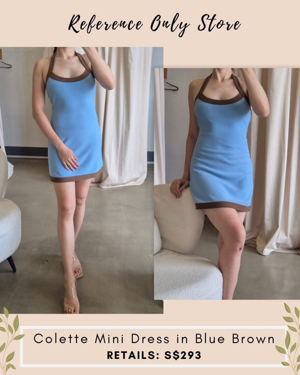 BJ Colette mini dress in blue brown