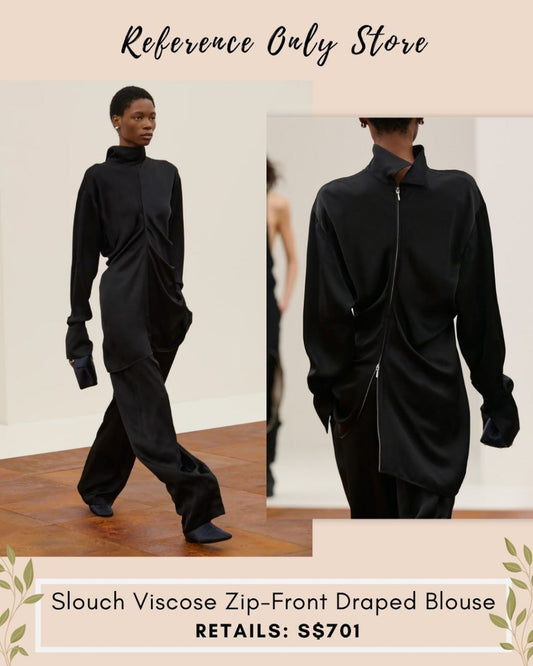 Tot Slouch Viscose zip front draped blouse