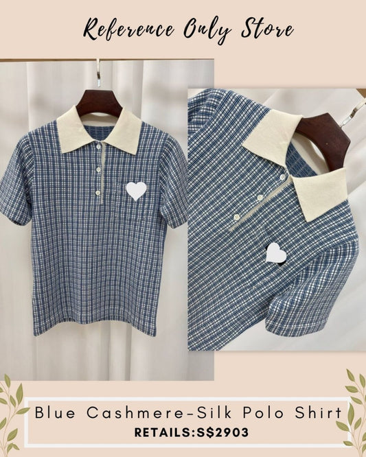 Readystock! MM Blue cashmere silk polo shirt