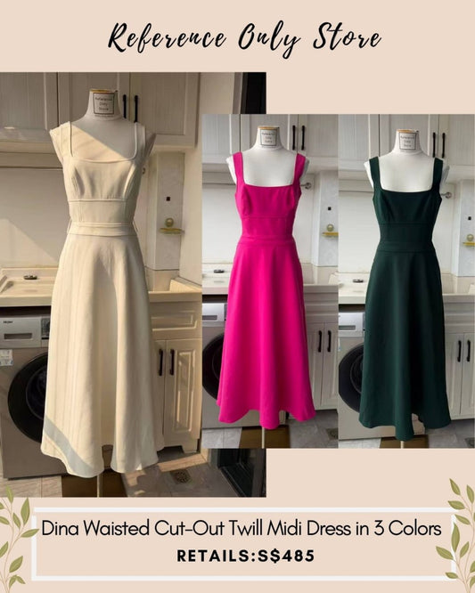 RS dina waisted cut out twill midi Dress