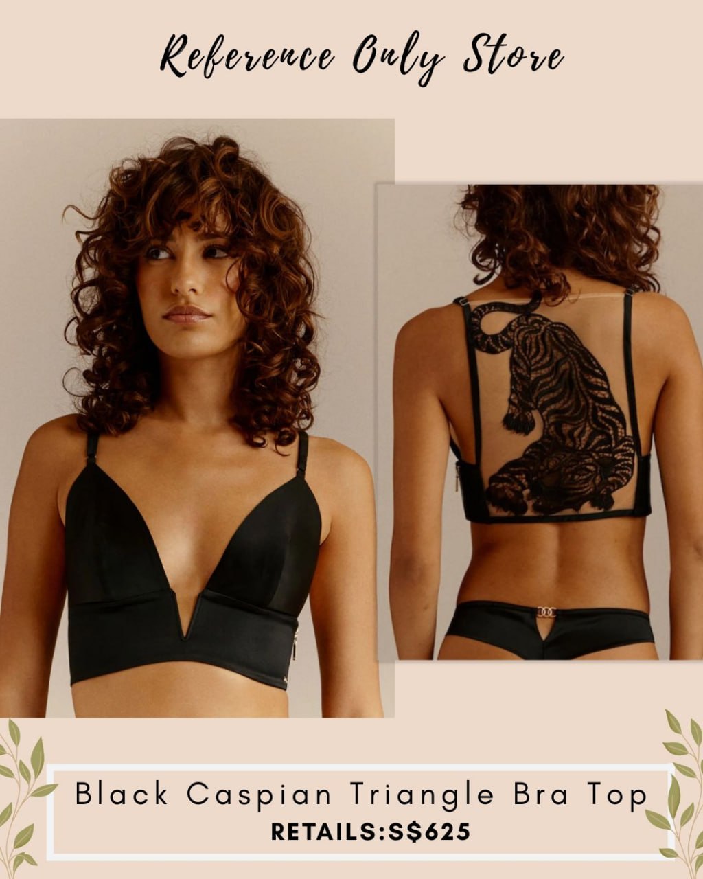 LV Black / white caspian triangle bra top